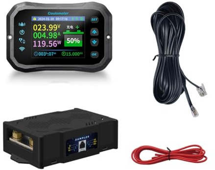Eieenotee Misuratore di Corrente Coulomb WiFi RV Battery Monitor Indicatore di capacità della Batteria Tester Power Volt-Ammeter per Tutte Le Batterie C