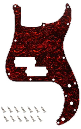 Banworks Precision Bass Pickguard 4-lagig 13-Loch P Bass PB Kratzplatte | P-Bass-Pickguard für USA/Mexikanische Modern Style Fender Precision Bass JT/HB-10 Rote Schildkröte