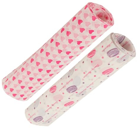 ULTECHNOVO 200 Pièces Lot Papier Ciré Alimentaire Précoupé Anti-graisse et Antiadhésif pour Pâtisserie de Sandwichs Hamburgers Cupcakes Macarons et Pâtisseries Motifs Cœur et Valentin