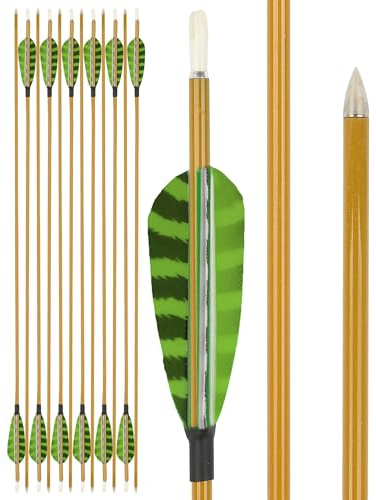surwolf 32 Flèches de tir à l'arc en Carbone,3 avec Plumes Naturelles,flèches d'entraînement,flèches de Chasse Spine 900, flèches de tir,pour arcs à poulies et arcs Classiques
