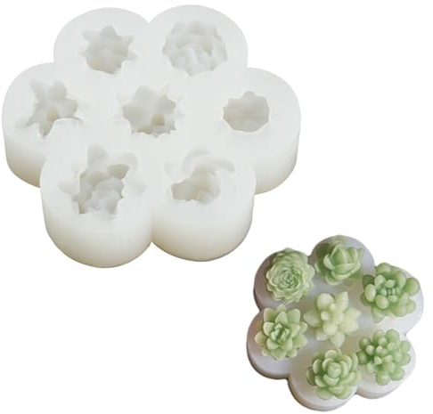 Ipotkitt 1pc 7Cavity White Plant Silicone Moulds Flower Candy Moulds for Candy Fondant Cake Chocolate Keto Fat Bomb Jelly Ice Candles Crafts