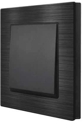 Väggbrytare, väggdetektor, 1 pol tryckknappsbrytare, 82 x mm panel av aluminiumlegering, för hemrenovering (svart SF9,3way)