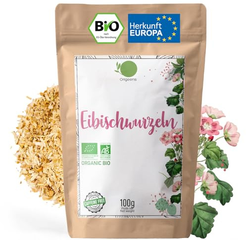 ORIGEENS BIO Eibischwurzel Tee Bio 100g Herkunft EU | Lindernd und Schützend | Tee aus gehackten Eibisch-wurzeln, lose, koffeinfrei | Marshmallow Root Tea