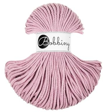 Bobbiny Makramee Baumwoll-Flechtkordel - 3mm x 100m - Vielseitige Makramee-Kordel für Stricken, Weben, DIY-Basteln und Heimdekoration - Hochwertige Bunte Bastelschnur - Dusty Rose