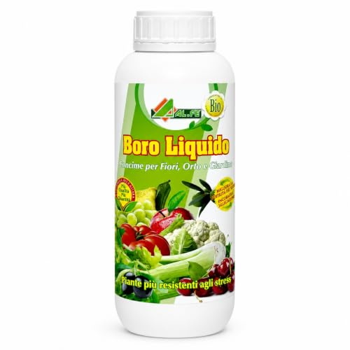 AL.FE Boro Liquido 1 L – Concime Biologico a Base di Boro 11% per Fioritura, Allegagione e Sviluppo delle Piante