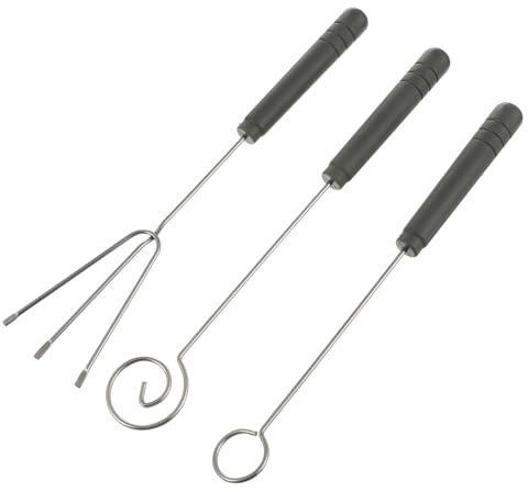 Tofficu 3 Stück Fonduegabel aus Edelstahl und Kunststoff mit Ergonomischem Design Glatter Oberfläche für Kuchen und Obstdekoration in Küche