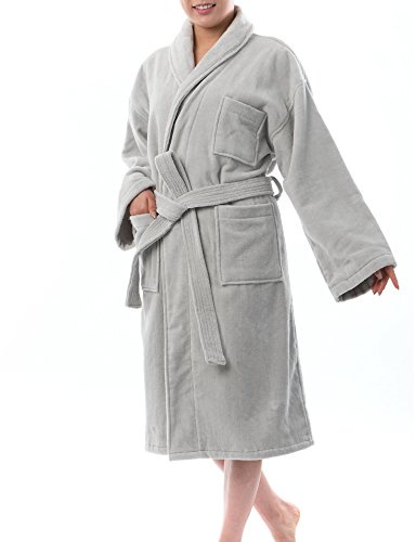 Alpine Swiss Blair Womens Cotton Terry Cloth Bathrobe Shawl Collar Velour Spa Robe GRY SM