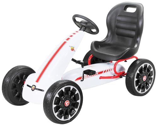 Actionbikes Motors Miweba Gokart Abarth licensierade barn pedal bil travel bil barnfordon Cart Eva däck i många färger (vit)
