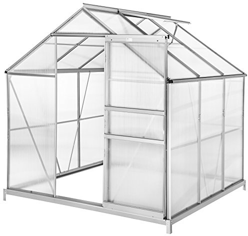 TecTake 800416 - Gewächshaus 190x185x195 cm, Stabile Rahmenkonstruktion aus eloxiertem Aluminium - Diverse Modelle (mit Fundament | Nr. 402472)
