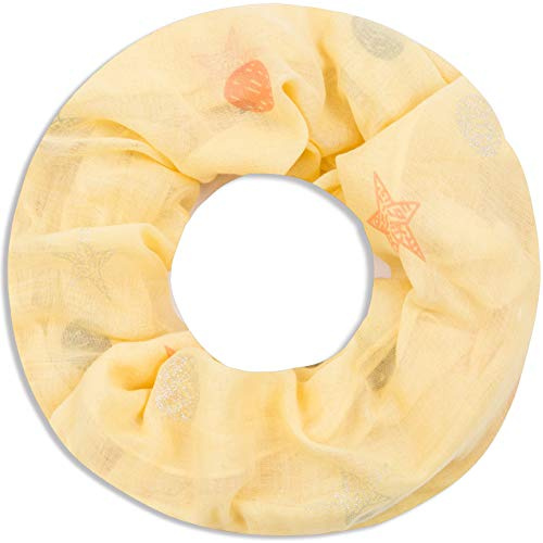 Faera Damen Schal Seesterne und Muscheln weich und leicht Loopschal Rundschal in verschiedenen Farben, SCHAL Farbe:Gelb