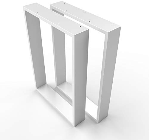 sossai® XXL Stahl Tischkufen TKK3 | Rahmenprofil: 100 mm x 20 mm | Breite 70 cm x Höhe 72 cm | Farbe: Weiß | 2 Stück | Industrial Style Tischbeine, Tischgestell