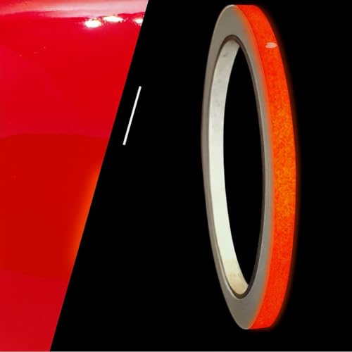 siviwonder Zierstreifen selbstklebend Reflexfolie Rot retroreflektierend 5 mm x 10 m Rolle Dekorband Auto Motorrad Fahrrad Wohnwagen Helm Pinstripe Klebeband für Konturmarkierung Sichtbarkeit PKW LKW