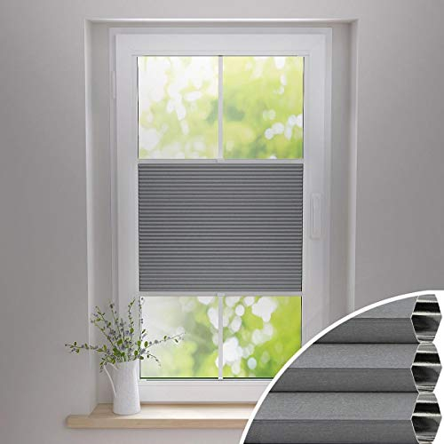 Gardinen21 Thermo Wabenplissee ohne Bohren | Waben-Plissee Klemmfix | Plissee 110x150 für Türen & Fenster | Sonnenschutz, Sichtschutz, Schallschutz, 100% Verdunkelung