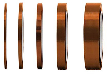 XPOOS 5 Rollen Hitzebeständiges Klebeband Hochtemperatur Isolierband polyimid Klebeband, Elektronik Selbstklebend Isolierband, 3D Drucker Hitzebeständiges Tape(2 mm, 3 mm, 5 mm,10 mm,20mm) x33m