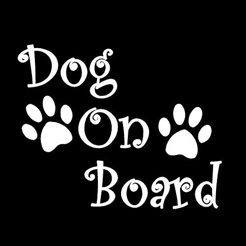 EROSPA® Auto-Aufkleber - Dog On Board/Hund an Bord - Car-Sticker Styling - Pfote (Weiß)