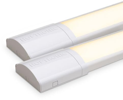HOFTRONIC - 2er Pack LED Lichtleisten 120cm 40W LED Röhrenlampe Komplett 3000K Warmweiß 4800lm Super Hell 30000h Langfeldleuchte 1200x74x25mm (LxBxH) Kellerlampe garagenbeleuchtung - IP20 Innen