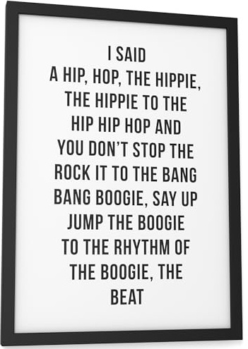 Papierschmiede® Bilder Home Kunstdruck mit Rahmen in A4 (21x30 cm) Spruch Zuhause Bild Wanddeko in schwarz weiß, Sprüche für Wohnzimmer Büro Küche, Rapper's Delight „Hip Hop“