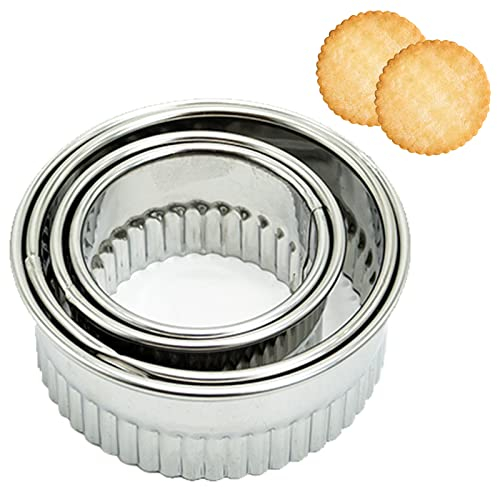 4 Pezzi Coppapasta Rotondo Acciaio Inox Tagliapasta Aperta Tondo Stampi per Biscotti Formine Dolci Formine Rotonde con Una Scatola