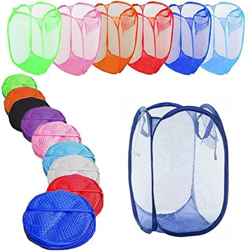 WARESHARK Laundry Bag Pop Up Washing Foldable Laundry Basket Bag Mesh Hamper Storage Storage Organiser Organizer for Laundry Room, Bathroom, Kids Room, College Dorm or Travel (Navy Blue)