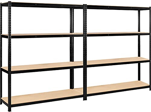 Yaheetech Scaffalatura Metallica Garage e MDF con 4 Ripiani Regolabili Capacità di Carico 265 kg per Ripiano Mensola Industriale da Officina Cantina Capannone Magazzino 300x45x180cm/Nero