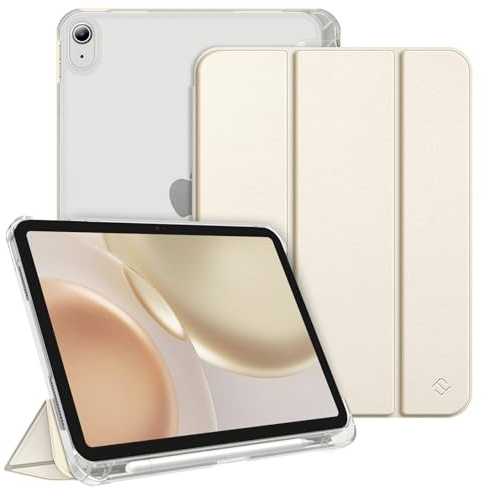Fintie Hülle für iPad (A16) 11./10. Generation (2025/2022) mit Stifthalter | Für iPad 11/10.9 Zoll, ultradünne, leichte Schutzhülle, Hart-PC Transparente Rückseite, Auto Schlaf/Wach, Starlight