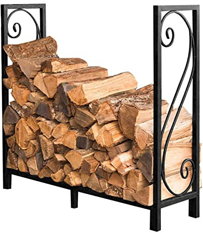 Estante para Leña Estantes De Leña para Fuego Grandes De 120cm, Apilador De Madera Resistente para Fogatas/Exteriores/Estufa De Leña, Soporte De Almacenamiento De Troncos De Acero