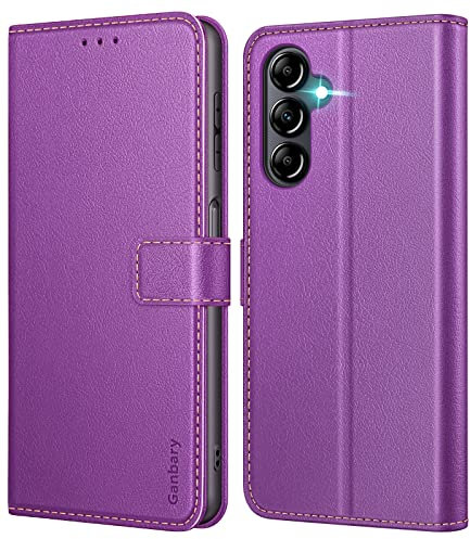 Ganbary Handyhülle für Samsung Galaxy A14 4G und 5G Hülle, Premium Leder Klapphülle [Kartenschlitzen] [Magnetverschluss] [Standfunktion] kompatibel mit Galaxy A14 4G/5G Schutzhülle, Violett