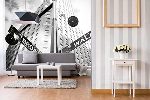 Vlies Fototapete WALL STREET UND BRODWAY SCHILD 375 x 250 cm (inkl. Kleister) - Vlies Tapete, Wandtapete, Wandbilder - Tapete für Wohnzimmer Schlafzimmer, Büro, Küche - Montagefertig