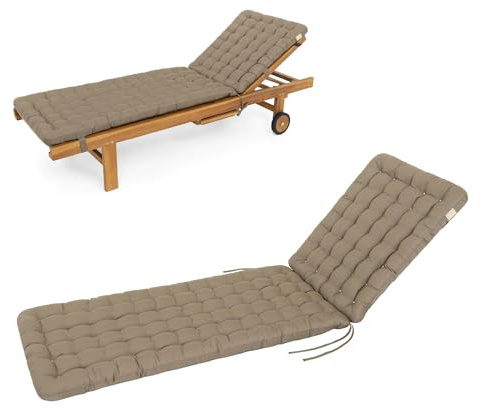 HAVE A SEAT Living - Sonnenliege Auflage Luxury | 200x60 cm - Bequeme Gartenliege Auflage, 8 cm Dick - Waschbar bis 95°C, Orthopädisch, Wetterfest - Made in Germany (200x60 cm, Goldbraun)