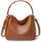 David Jones - Damen Schultertasche Hobo - Frau Umhängetasche PU Leder - Handtasche Top Griff Lange Henkel - Tasche Beuteltasche Mittelgroße - Shopper Einfache Klassische Leichte Elegante Braun Cognac
