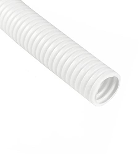 MOCNT Gaine Câbles Électriques Voiture Gaine Ondulée Flexible Protection Cache PP Tuyau Fil Fendu Gaine Isolante Conduit Tube Rangement Câble Blanc Extérieur 10mm Long 5 Mètres