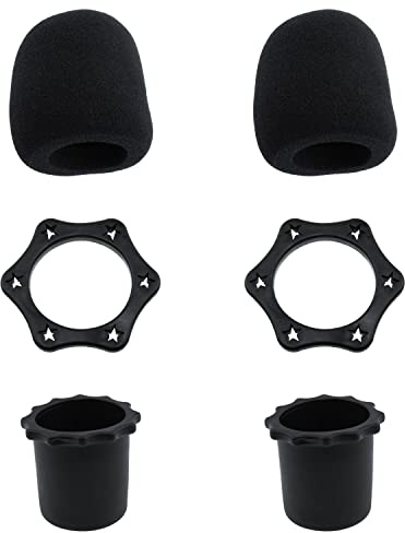 Haidong Lot de 2 bagues de protection hexagonales pour micro Home Cinéma ou KTV (noir)