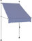 Yolola Tenda da sole retrattile, funzionamento a mano, con morsetto, 100 cm, blu/bianco, a righe