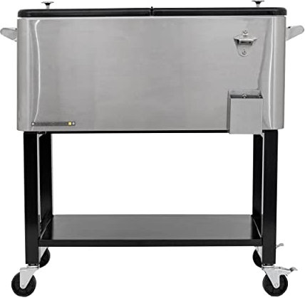 Permasteel Frigo Portatile | Frigorifero da Esterno con Ruote, perfetto per la piscina, campeggio con vaschetta rimovibile | 75 Litri I Acciaio Inox