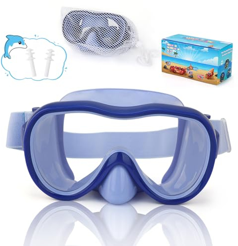 iGym Simglasögon för barn, snorkelmask, dykmask, simglasögon med nässkydd och breda elastiska remmar, skydd med nätväska och öronproppar