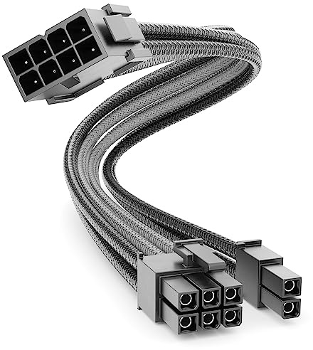 deleyCON 6+2 Pins PCI Express GPU Carte Graphique Câble D'alimentation Rallonge 30cm - 18 AWG PSU PC Ordinateur Alimentation Électrique Nylon Mâle à Femelle - Noir Gris