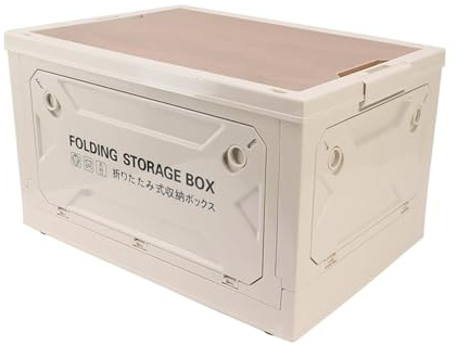Pssopp Campingbox Aufbewahrungsbox mit Deckel 50L Campingbox Zusammenklappbare Aufbewahrungsbox Outdoor Camping Faltbox für Reisen im Freien, Camping, Familie (Grau-weiß)