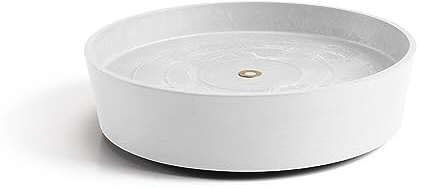 Ecopots Sottovaso arrotolabile per vaso di fiori Amsterdam, colore bianco chiaro, diametro interno 26 cm, esterno 28 cm, rotondo, grande – Piattino con ruote per vaso per piante, per interni ed