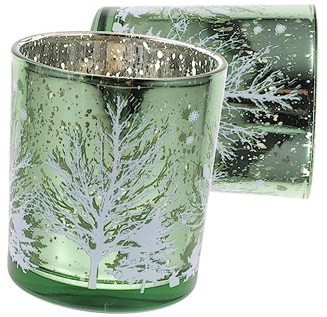 DOITOOL 2stücke Glas Kerzenhalter Für Weihnachten Baum Muster Teelichthalter Weihnachtsdekor Für Tischdekoration Weihnachtskerzenhalter Aus Glas