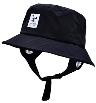Surf Monkey Cappello di Protezione Solare con Visiera Flessibile - Cappello Surf Uomo/Donna (UPF 50+) - Boonie Hat -, Nero , Taglia unica