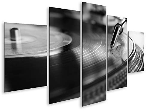 islandburner Prime Bild auf Leinwand Vinyl Player Analog Sound Dj Schwarz Weiß Bilder Wandbilder Poster