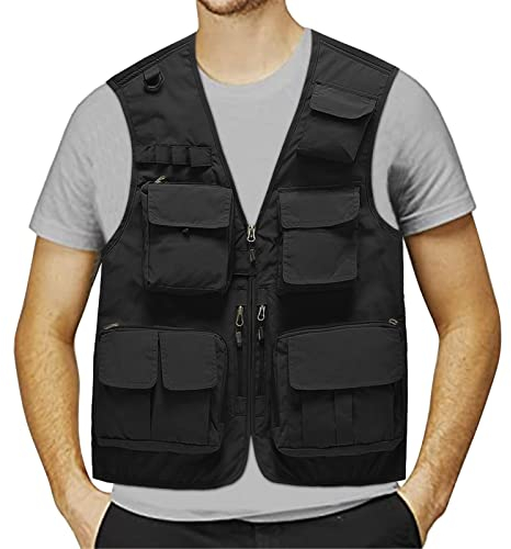 KBOPLEMQ Herren Angeln Weste Multifunktionsweste für Fliegenfischen Outdoor Weste Herren Sommer Anglerweste Freizeitweste für Jagd Camping Leicht Safari Weste Arbeit Reise Ärmellos Jacke