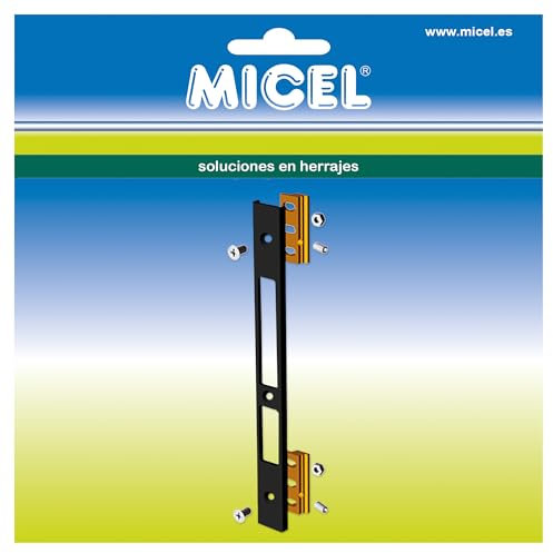 MICEL - 92291 - Cerradero Doble Europeo de Aluminio, acabado Negro, 225 x 22 x 6,15 mm