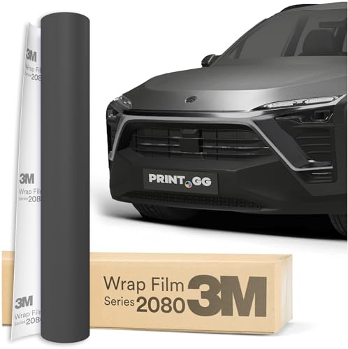 PRINT.GG Auto Folie 3M 2080 Dark Gray Satin S261, 152 x 30 cm | Selbstklebende Car Wrapping Folie | Robuste Lackschutzfolie für Auto, Motorrad, Boot | Autofolie mit Exzellenter Haftung