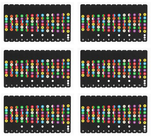 Sarini 6 Adesivi Colorati per Chitarra,Etichette Note Tastiera per Principianti,Adesivi Musicali Rimovibili Applicare Chitarre acustiche ed elettriche