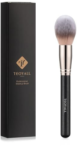 TEOYALL Pennello ovale per fard, setole sintetiche ultra morbide e soffici, per contouring, bronzer, guance, con cipria in polvere