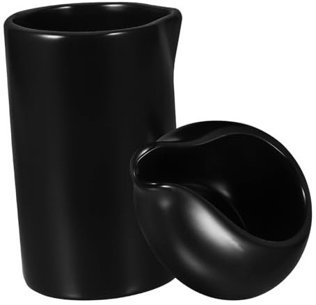 MAGICLULU 1 Set Steak Juice Bucket Black Milk Creamer Drink Creamer Cup Milk Steaming Pitcher Jug for Bagged Bowl Saucepan Steamer and Coffee Whisk Ceramics