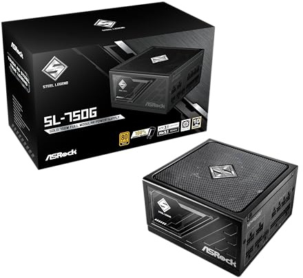 ASRock Steel Legend SL-750G 750W Power Supply ATX3.1 iCOOL Full Modular 10 Years Warranty 135 mm FDB Fan 80 Plus Gold Cybenetics Platinum PCIe5.1 12V-2x6 Cable Japanese Capacitor 5V Boost