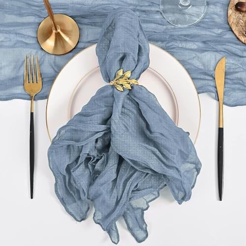 YKAFADE 24 Stück Gaze Käsetuch Servietten Mullservietten Dekorative Stoffservietten 50 x 50 cm Musselin Rustikale Geschirrtuch für Hochzeit Party Weihnachten Tischdekoration Cafe Restaurant-Blau