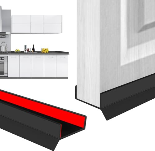Profilé de plinthe pour Cuisine de 15, 16, 17 et 18 mm Plinthe Souple Autoadhésive pour Haute élasticité, Caoutchouc Silicone Transparent (noir, 2m)
